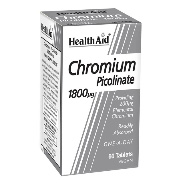 Health Aid Chromium Picolinate 1800mg Χρώμιο για Εξισορρόπηση του Μεταβολισμού, 60 Ταμπλέτες