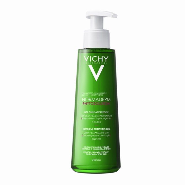 Vichy Normaderm Phytosolution Purifying Cleansing Gel Καθαρισμού Προσώπου Για Λιπαρές Επιδερμίδες Με Τάση Ακμής, 200ml
