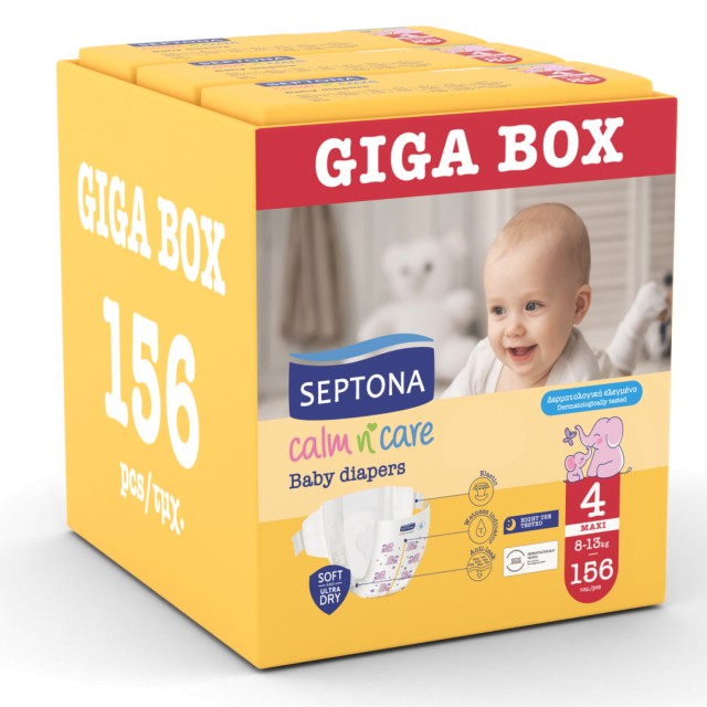 Septona Calm N Care Giga Box Πάνες Maxi No4 (8-13kg), 156τμχ