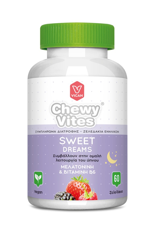 Chewy Vites Sweet Dreams Συμπλήρωμα Διατροφής Ενηλίκων Με Μελατονίνη - Βιταμίνη B6 60 Μασώμενα Ζελεδάκια