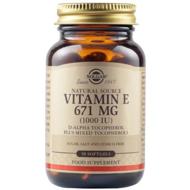 Solgar Vitamin E 671mg 1000 IU, 50 Μαλακές Κάψουλες