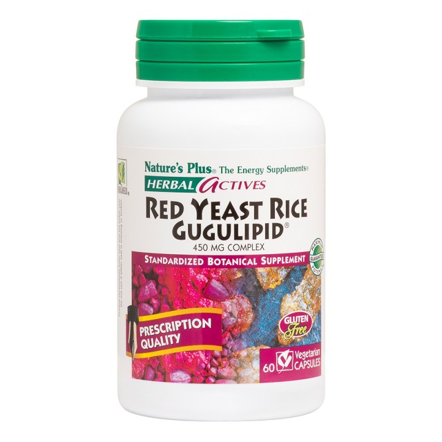 Natures Plus Herbal Actives Red 450mg Yeast Rice Gugulipid, 60 Φυτικές Κάψουλες