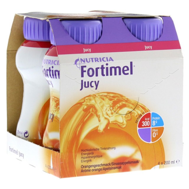 Fortimel Jucy Πόσιμο Θρεπτικό Συμπλήρωμα Υψηλής Ενέργειας με Γεύση Πορτοκάλι 4x200ml