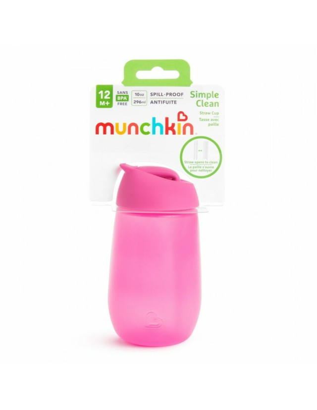 Munchkin Παιδικό Ποτηράκι Simple Clean από Πλαστικό Ροζ 296ml για 12 Μηνώ+ 1 Τεμάχιο