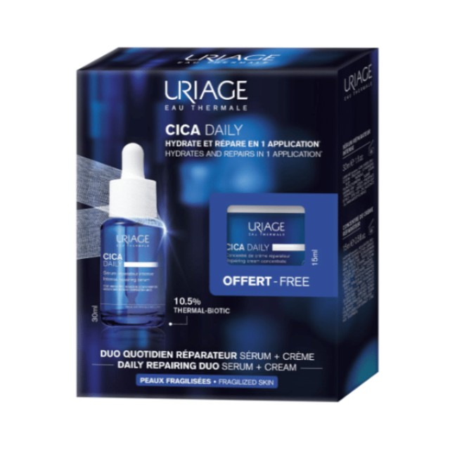 Uriage Promo Cica Daily Serum Ορός Προσώπου 30ml + Cica Daily Cream Concentrate Πλούσια Επανορθωτική Κρέμα 15ml