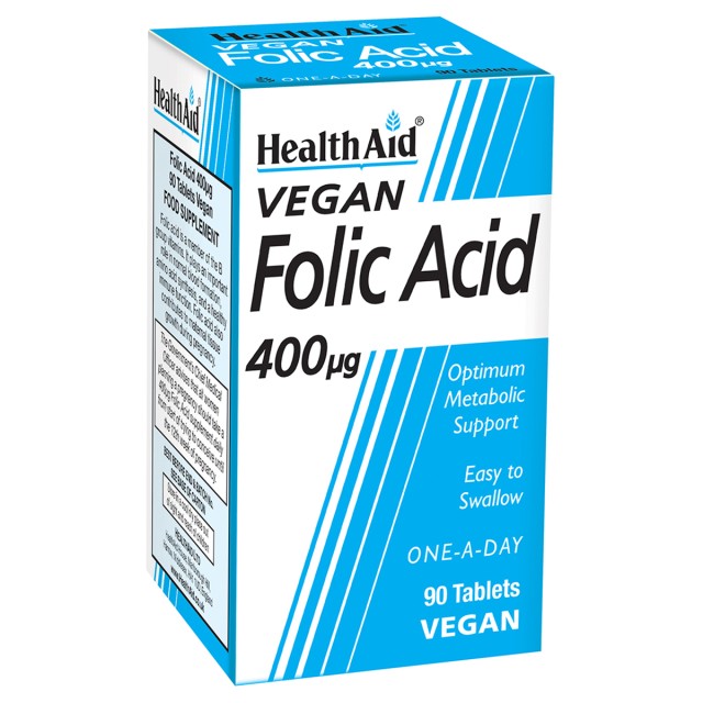 Health Aid Folic Acid Φολικό Οξύ 400μg, 90 Ταμπλέτες
