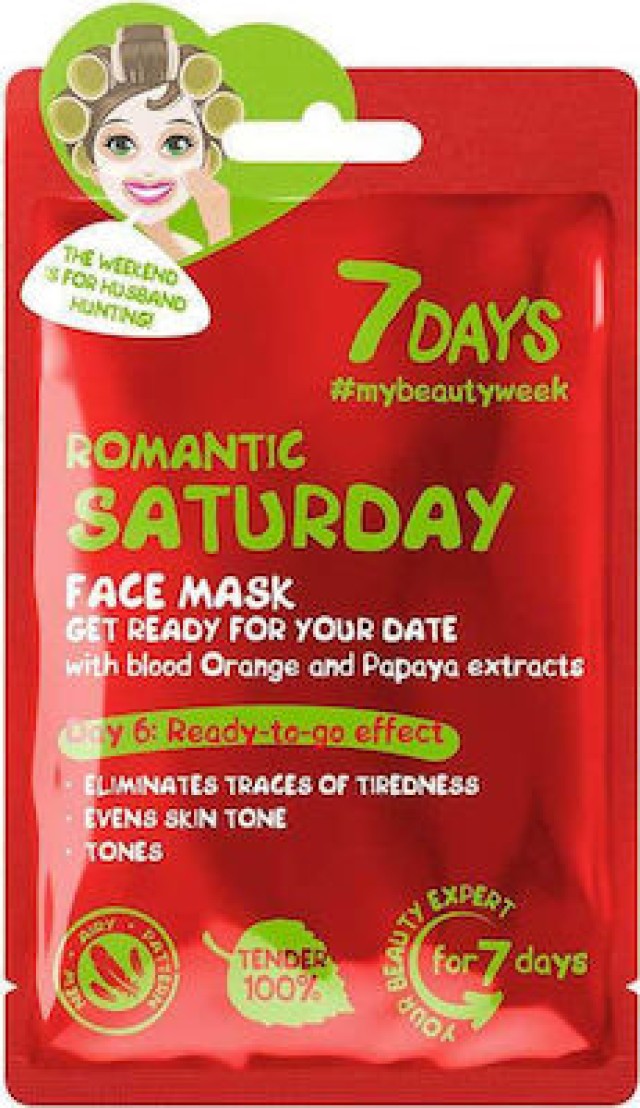 7DAYS Romantic Saturday Sheet Mask Μάσκα Προσώπου 28 gr, 1 Τεμάχιο