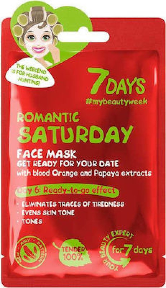 7DAYS Romantic Saturday Sheet Mask Μάσκα Προσώπου Σαββάτου 28 gr, 1 Τεμάχιο