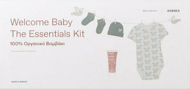 Korres Welcome Baby the Essentials Kit με Κορμάκι, Καλτσάκια, Σκουφάκι & Κρέμα Αλλαγής Πάνας