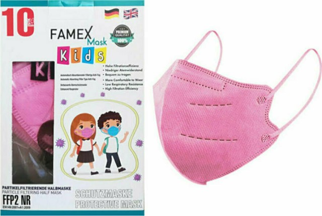 Famex Μάσκα Προστασίας FFP2 NR για Παιδιά σε Ροζ Χρώμα 10 Τεμάχια