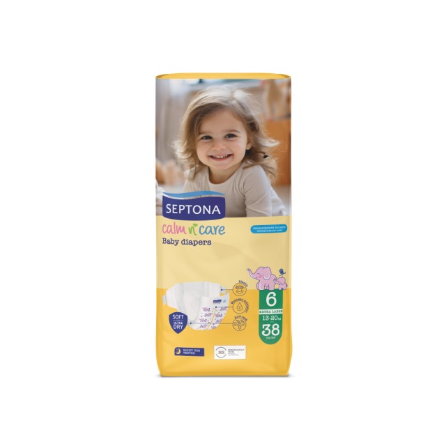Septona Calm n Care Baby Diapers Extra Large No6 (13-20kg) 38τμχ