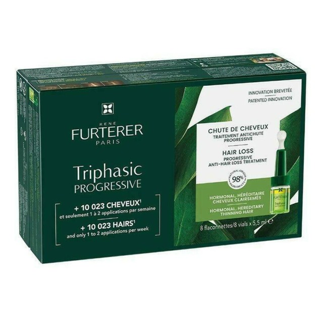 Rene Furterer Triphasic Progressive Anti-Hair Loss Treatment Αγωγή Κατά της Προοδευτικής Τριχόπτωσης, 8 αμπούλες x 5,5ml