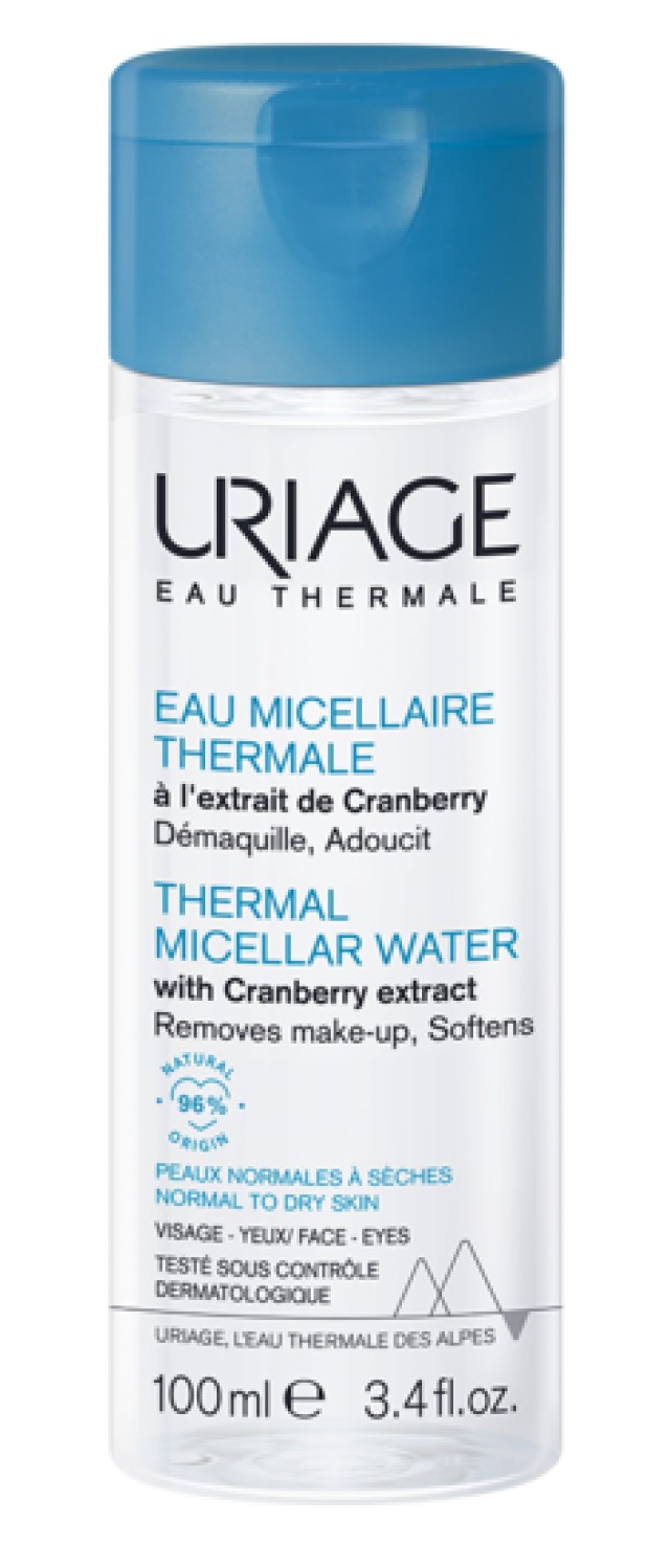 Uriage Eau Thermal Νερό Micellar Καθαρισμού Προσώπου & Ματιών για Κανονικό/Ξηρό Δέρμα Travel Size, 100ml