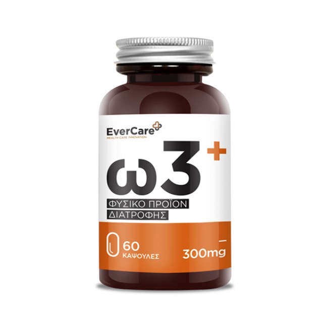EverCare Omega 3+ Συμπλήρωμα Διατροφής Ωμέγα 3 Λιπαρά Οξέα, 60 Κάψουλες