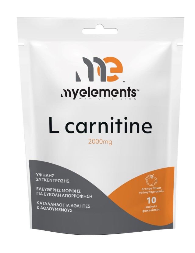 My Elements L-Carnitine 2000mg Συμπλήρωμα Διατροφής Καρνιτίνης με Γεύση Πορτοκάλι, 10 Φακελακια