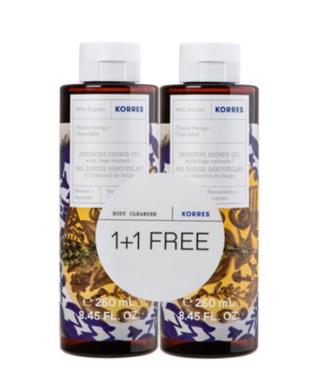 Korres Promo (1+1) Renewing Shower Gel Αφρόλουτρο Μέλι-Θυμάρι, 2x250ml