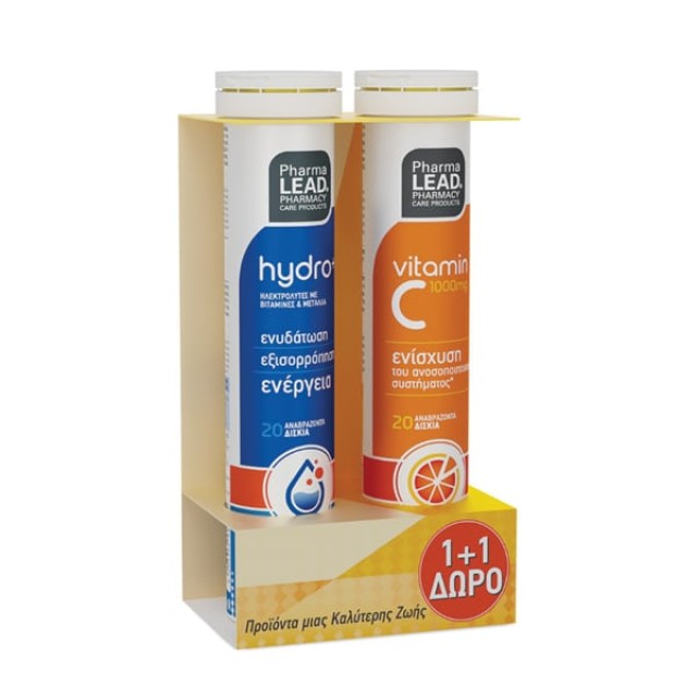 Pharmalead Promo 1+1 Hydro+ & Vitamin C 1000mg, 20+20 Αναβράζοντα Δισκία