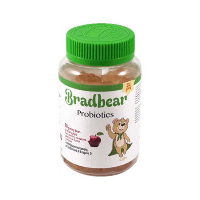 Bradex Bradbear Probiotics & Vitamin D Προβιοτικά με Bιταμίνη D Γεύση Μήλο, 60 Ζελεδάκια