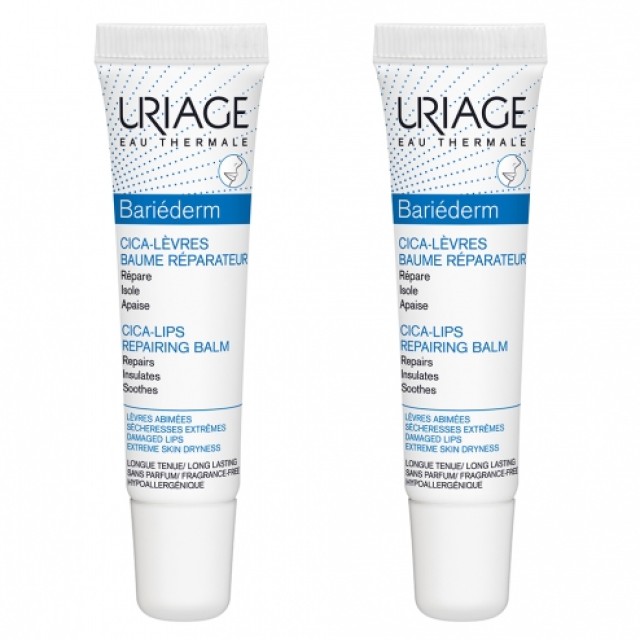 Uriage PROMO Bariederm Cica Lips Repairing Επανορθωτικό Balm Χειλιών 2x15ml