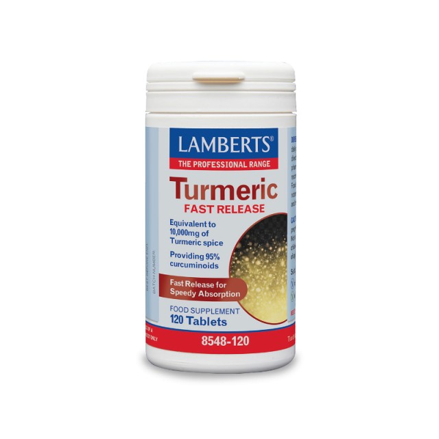 Lamberts Turmeric Fast Release Συμπλήρωμα Διατροφής Με Κουρκουμίνη, 120 Ταμπλέτες