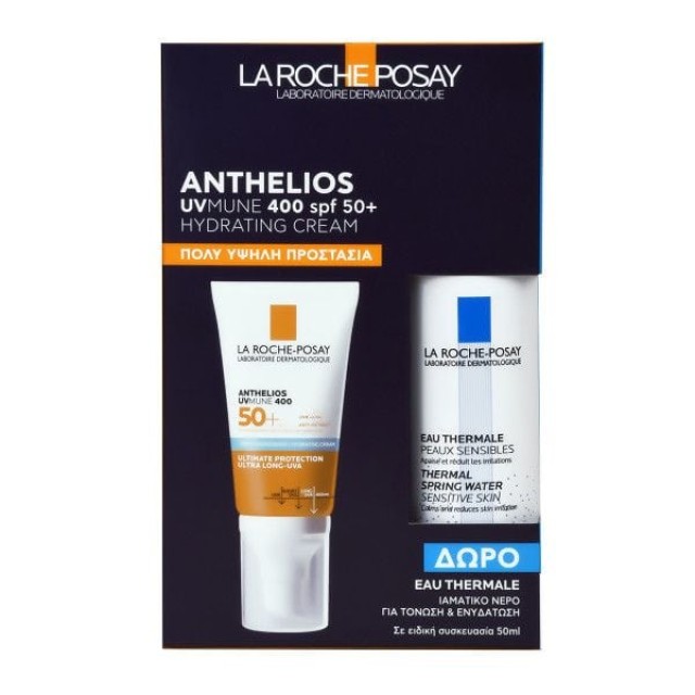 La Roche-Posay Πακέτο Προσφοράς με Anthelios UVMUNE400 SPF50+ Hydrating Cream με Άρωμα, 50ml & Δώρο Eau Thermale Ιαματικό Νερό, 50ml, 1σετ