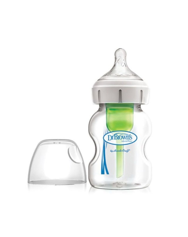 Dr. Brown’s Μπιμπερό Γυάλινο Options+ Anti-colic με Φαρδύ Λαιμό 0m+, 150ml