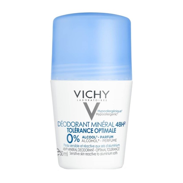 Vichy Deodorant Mineral Optimal Tolerance Αποσμητικό Roll-on 48ωρης Προστασίας για Ευαίσθητες Επιδερμίδες Χωρίς Άρωμα 50ml