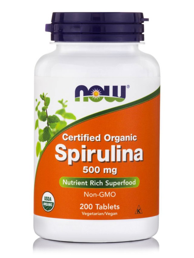 Now Spirulina 500 mg, 200 Ταμπλέτες