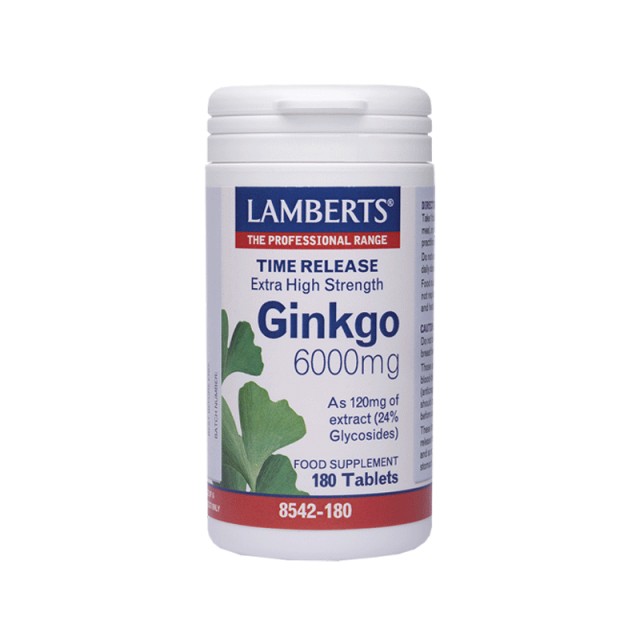 Lamberts Ginkgo Biloba Extract 6000mg, 180 Ταμπλέτες