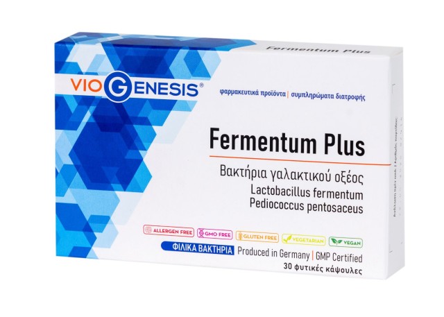 Viogenesis Fermentum Plus, Συμπλήρωμα Διατροφής Με Βακτήρια Γαλακτικού Οξέος, 30caps