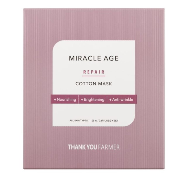 Thank You Farmer Miracle Age Repair Cotton Mask Υφασμάτινη Μάσκα Θρέψης Προσώπου 25ml, 1 τμχ