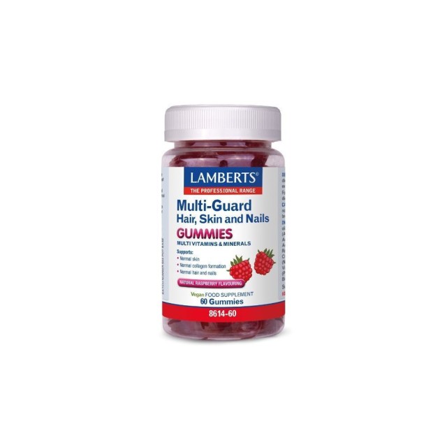 Lamberts Multi Guard Hair, Skin and Nails Gummies Πολυβιταμίνη για την Υγεία των Μαλλιών, του Δέρματος και των Νυχιών με Φυσική Γεύση Σμέουρο, 60 ζελεδάκια