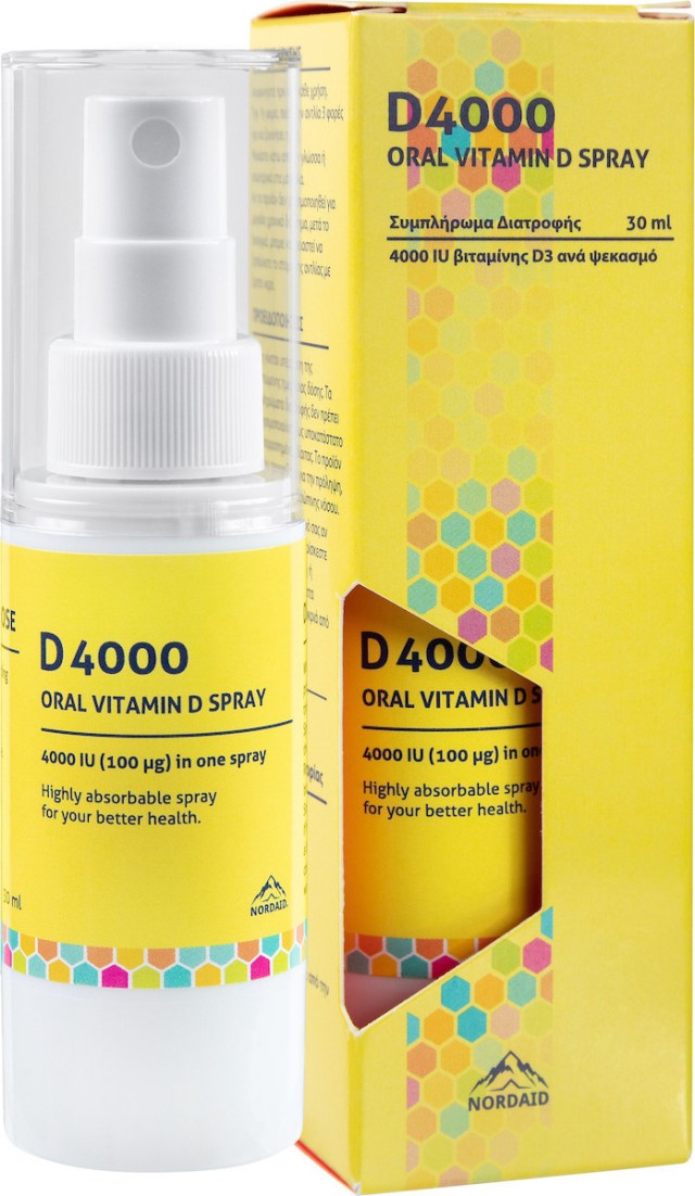 Nordaid D 4000IU Oral Spray Συμπλήρωμα Διατροφής Βιταμίνης D3 Σε Μορφή Σπρέι, 30ml