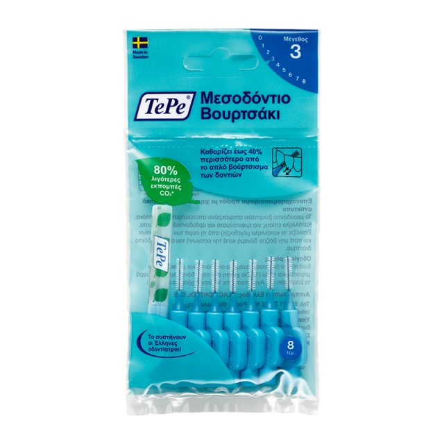 TePe Original Μεσοδόντια Βουρτσάκια 0.6mm σε χρώμα Μπλε, 8τμχ