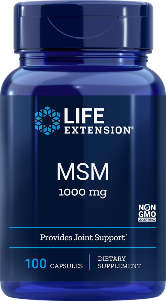 Life Extension MSM Joint Support 1000mg Υποστήριζει τη Φυσιολογική Υγεία και Κινητικότητα των Αρθρώσεων 100 Κάψουλες