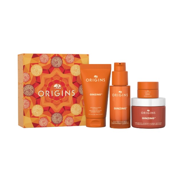 Origins GinZing Glowing Essentials Set με Refreshing Scrub Cleanser Απολεπιστικό Προσώπου 50ml + Energizing Gel Cream Ενυδατική Κρέμα 50ml + Into The Glow Brightening Serum Ορός Προσώπου 30ml + Brightening Eye Cream Κρέμα Ματιών 5ml