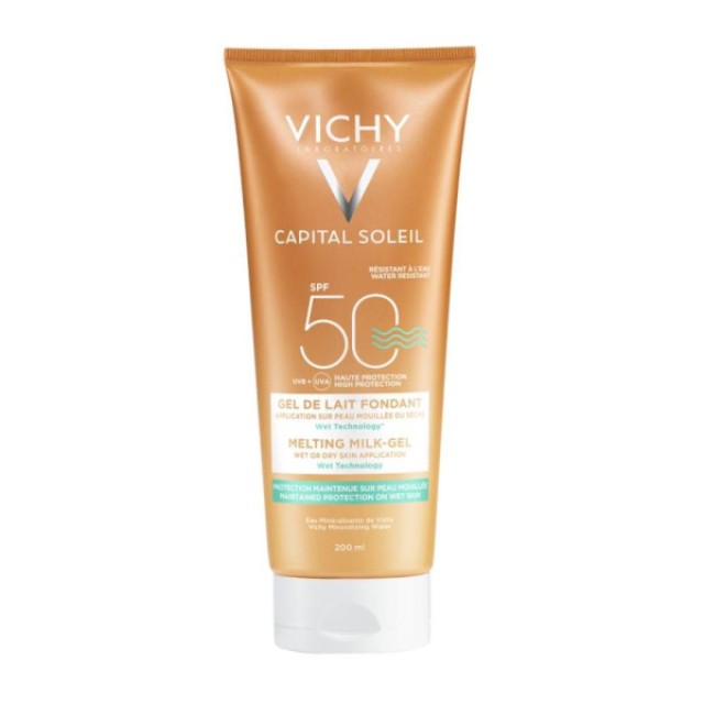 Vichy Capital Soleil Milk-Gel Wet Skin Technology SPF50 Αντηλιακό Γαλάκτωμα-Τζελ Προσώπου & Σώματος, 200ml