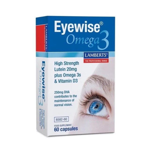 Lamberts Eyewise Omega 3 Συμπλήρωμα Διατροφής για την Καλή Υγεία Ματιών με Ιχθυέλαιο, Λουτεΐνη & Ζεαξανθίνη, 60 Κάψουλες