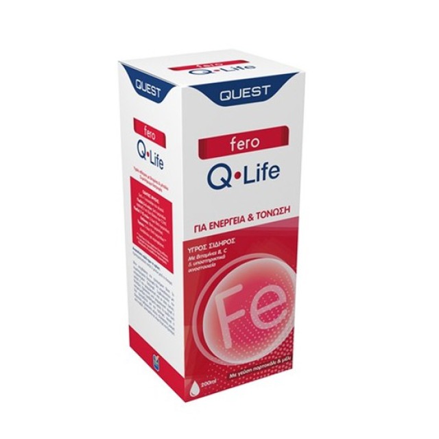 Quest Fero Q-Life Συμπλήρωμα Υγρού Σιδήρου με Γεύση Πορτοκάλι & Μέλι, 200ml