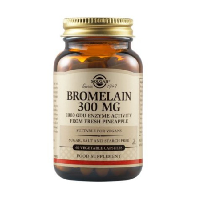 Solgar Bromelain 300mg Συμπλήρωμα Διατροφής για την Δυσπεψία, 60 Κάψουλες