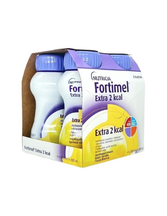 Fortimel Extra 2 Kcal Υπερπρωτεϊνικό Ρόφημα με γεύση Βανίλια, 4x200ml