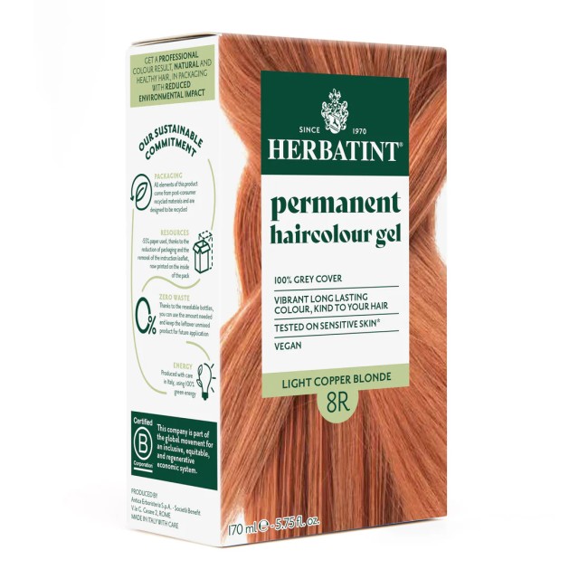Herbatint Permanent Haircolour Gel Βαφή Μαλλιών Χωρίς Αμμωνία 8R Ξα...