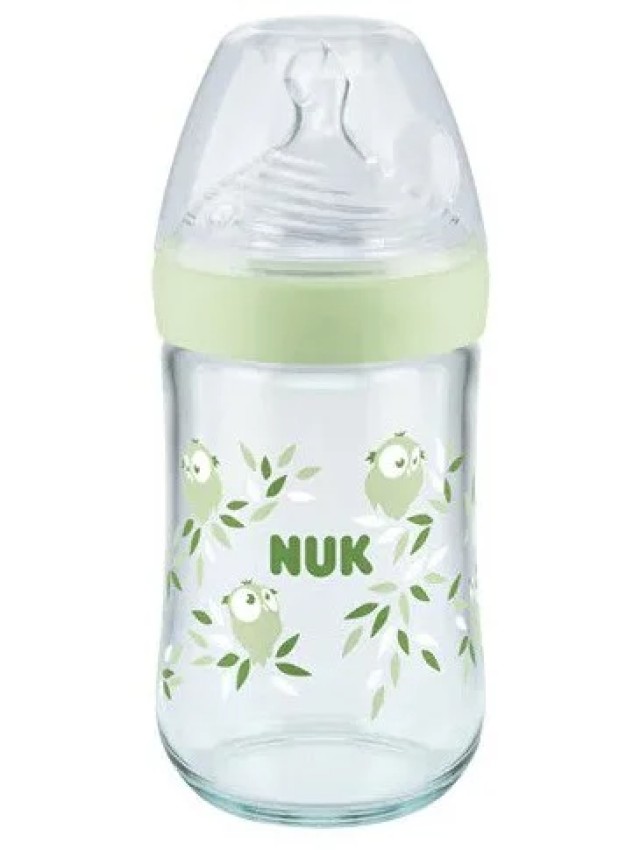 Nuk Nature Sense Even Softer Series Γυάλινο Μπιμπερό με Θηλή Σιλικόνης Μεγεθος M, 240ml