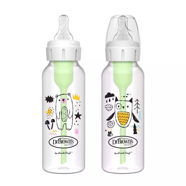 Dr. Browns Πλαστικό Μπιμπερό Anti-colic Options+ Narrow-Neck Αρκούδα/Κουκουβάγια 0m+, 2x250ml