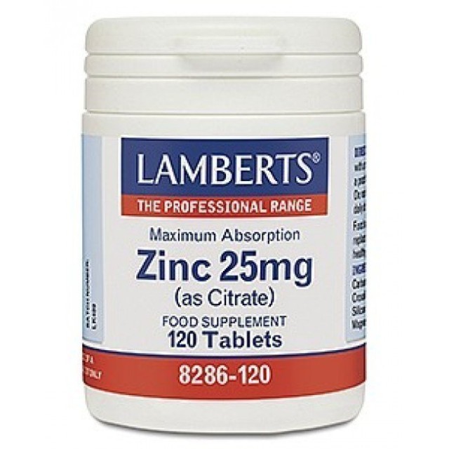 Lamberts Zinc Citrate 25mg Συμπλήρωμα Ψευδαργύρου, 120 Ταμπλέτες