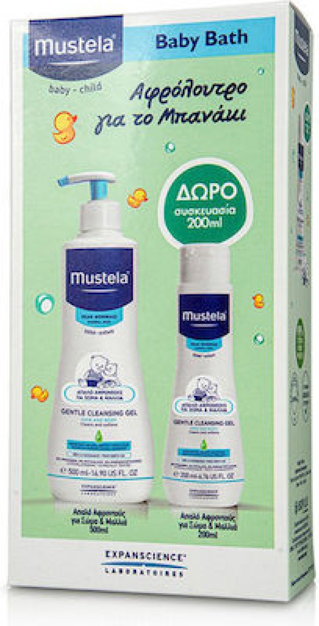 Mustela Gentle Cleansing Gel Αφροντούς για σώμα & μαλλιά 500ml με Αντλία & Δώρο 200ml, 1 τεμάχιο