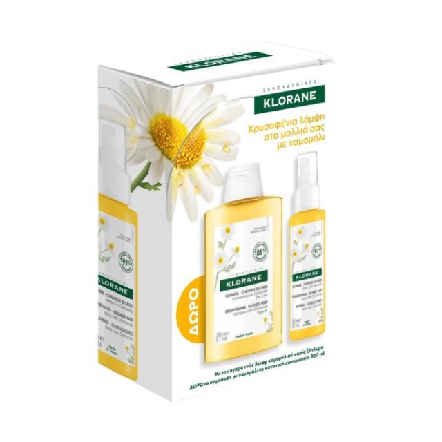 Klorane Promo Birghtening Spray with Chamomile 100ml + Shampoo with Chamomile 200ml Σπρέι και Σαμπουάν με Χαμομήλι  για Βαμμένα Μαλλιά