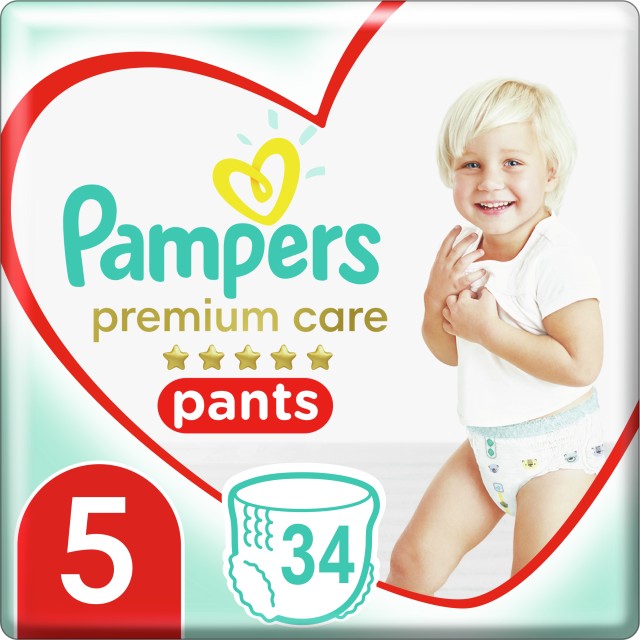 Pampers Premium Care Pants Πάνες - Βρακάκι Μέγεθος 5 (12-17kg), 34 Τεμάχια