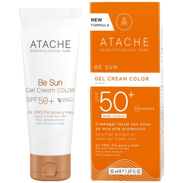 Atache Be Sun Gel Cream Color SPF50+ Αντηλιακή Κρέμα Προσώπου με Χρ...
