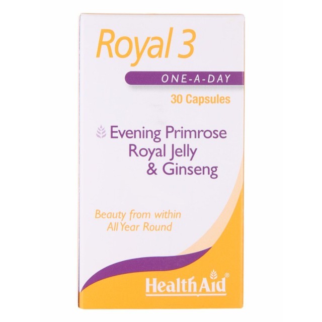 Health Aid Royal 3 Συμπλήρωμα Διατροφής με Βασιλικό Πολτό, Έλαιο Νυχτολούλουδου & Ginseng, 30caps